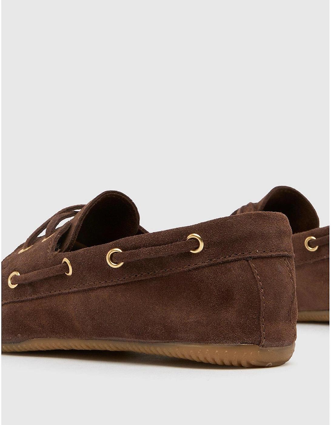 Lyanna Suede Flat Boat Shoes - Brown