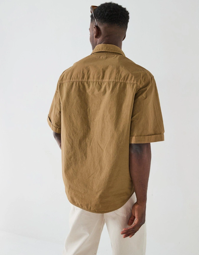 Garment Dye Short Sleeve Shirt - Beige