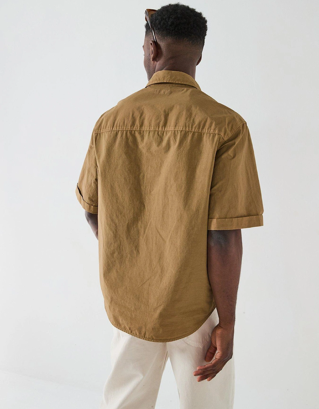 Garment Dye Short Sleeve Shirt - Beige
