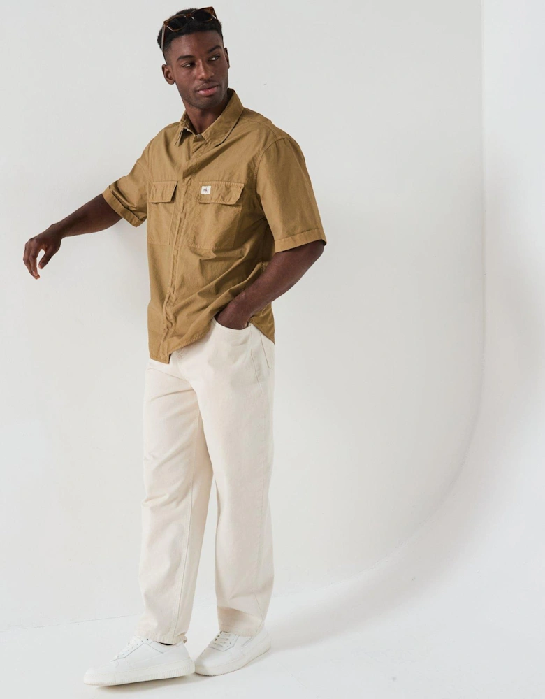 Garment Dye Short Sleeve Shirt - Beige