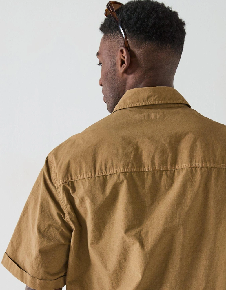 Garment Dye Short Sleeve Shirt - Beige
