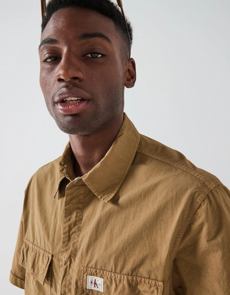 Garment Dye Short Sleeve Shirt - Beige