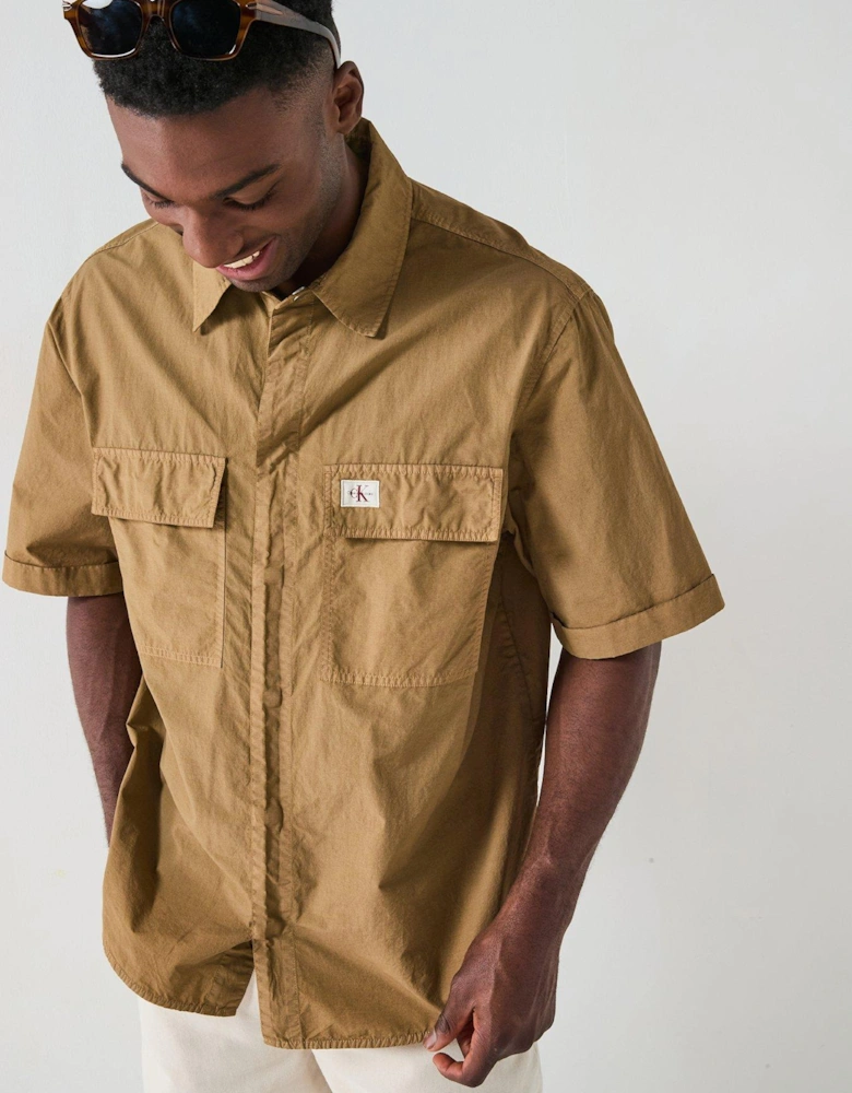 Garment Dye Short Sleeve Shirt - Beige