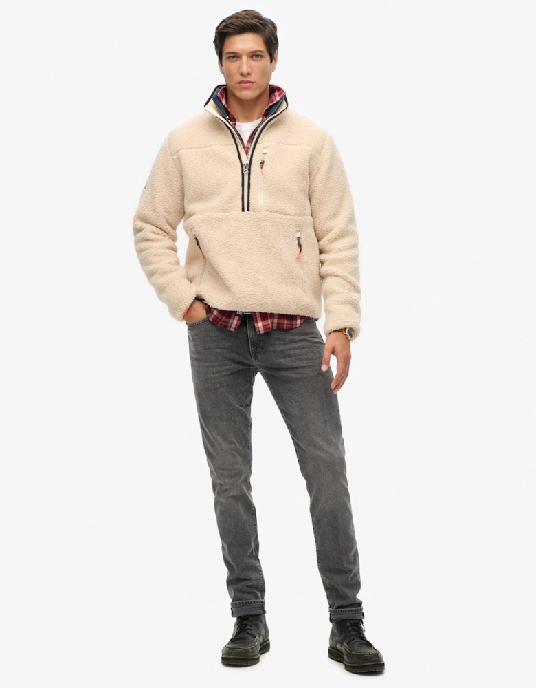 Outdoor Half Zip Fleece Jacket - Beige