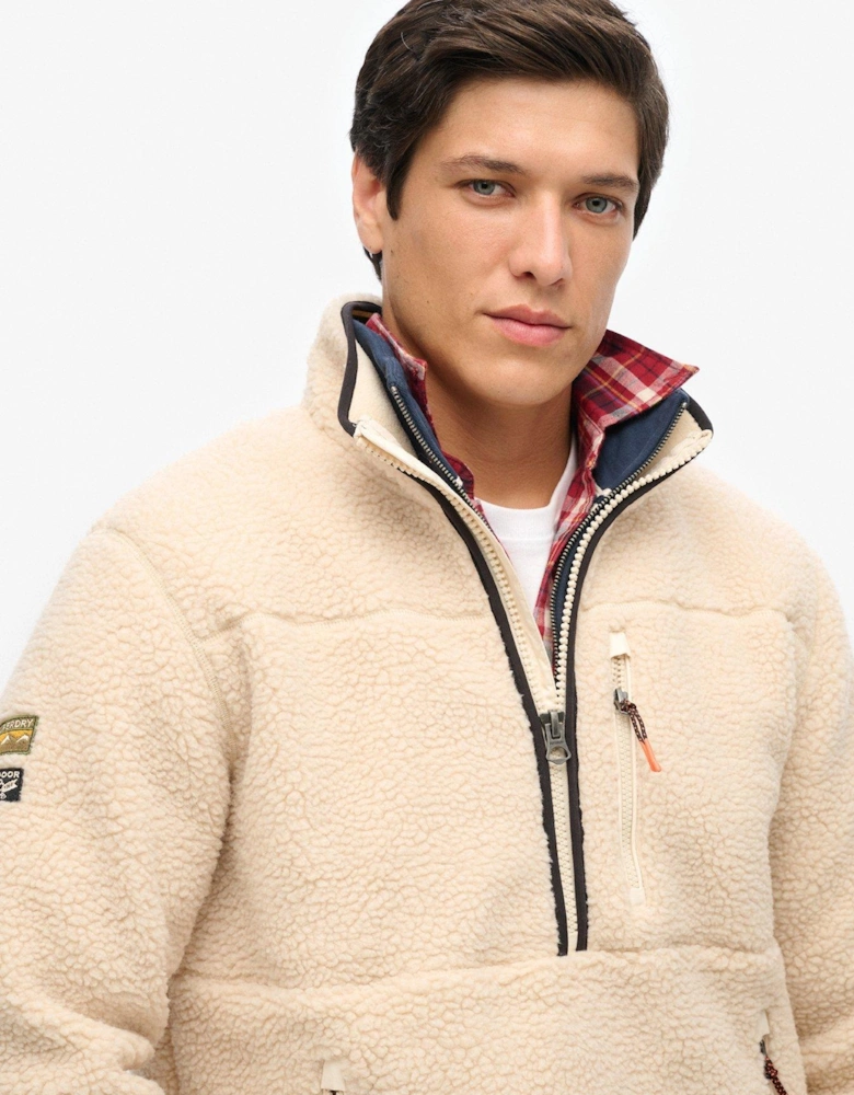 Outdoor Half Zip Fleece Jacket - Beige