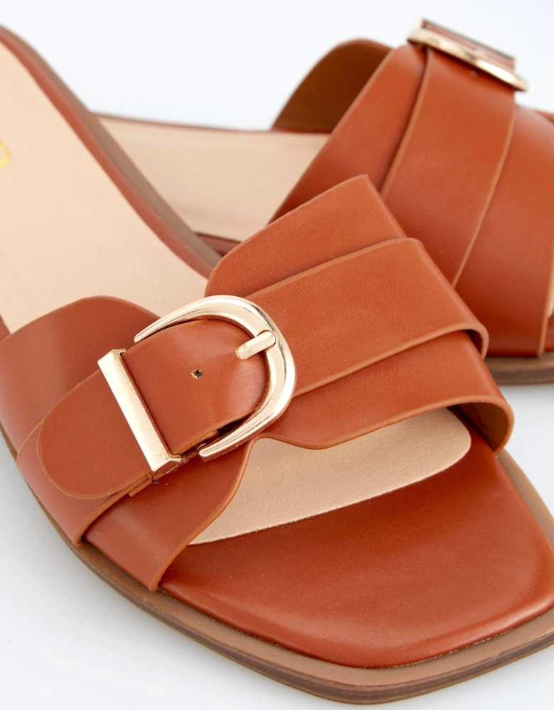 Wide Fit Nikola Sandals - Flat - Tan