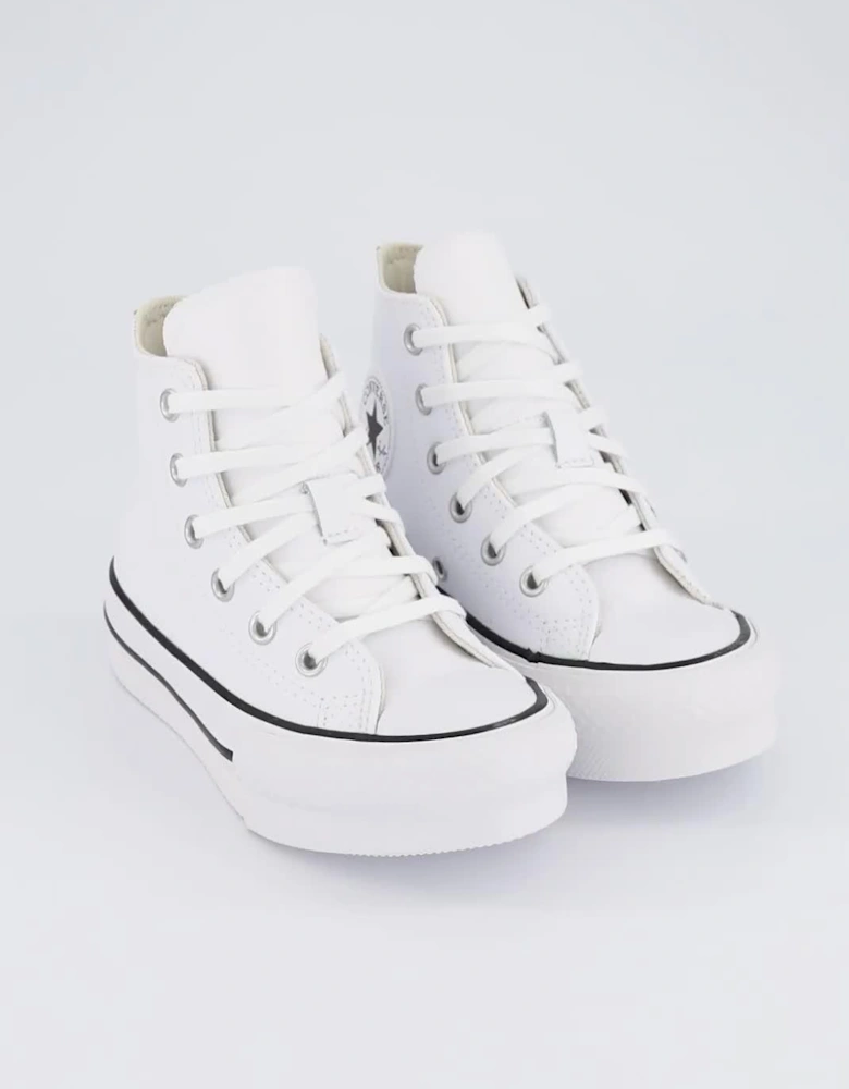 Kids Girls Leather Eva Lift Hi Top Trainers - White