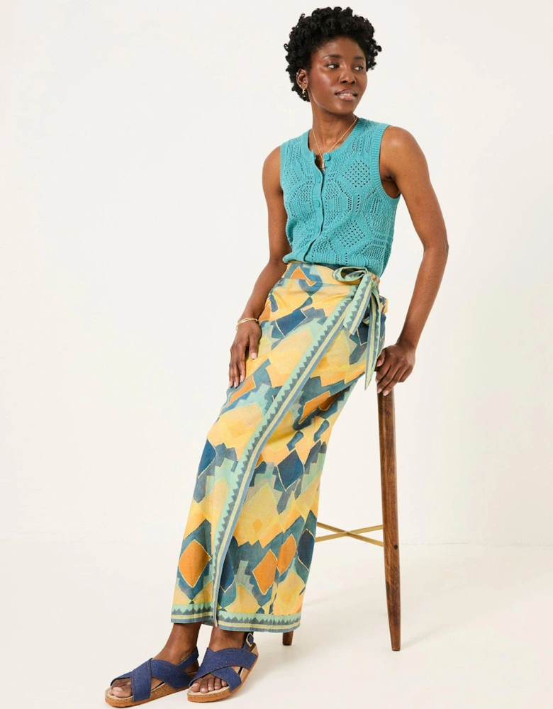 Wrap Water Print Skirt - Multi