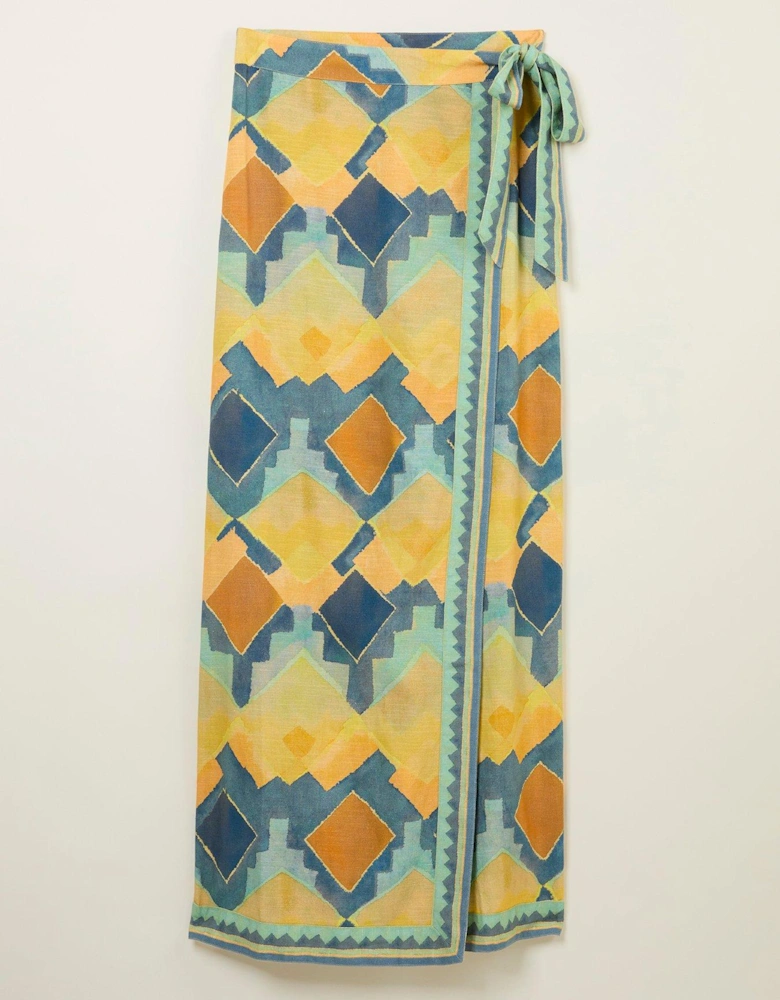 Wrap Water Print Skirt - Multi