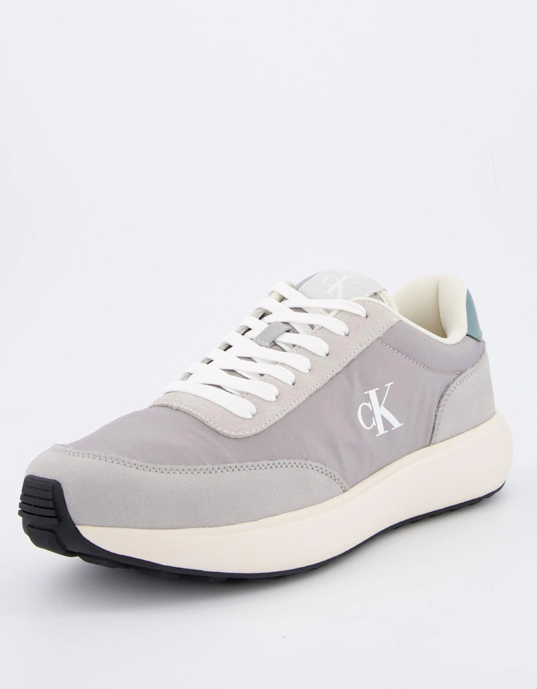 Athleisure Runner Lace Up Trainer - Light Grey
