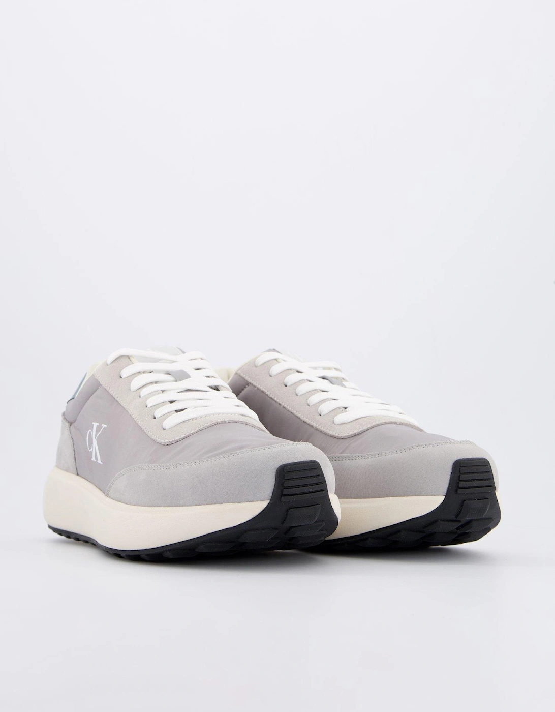 Athleisure Runner Lace Up Trainer - Light Grey