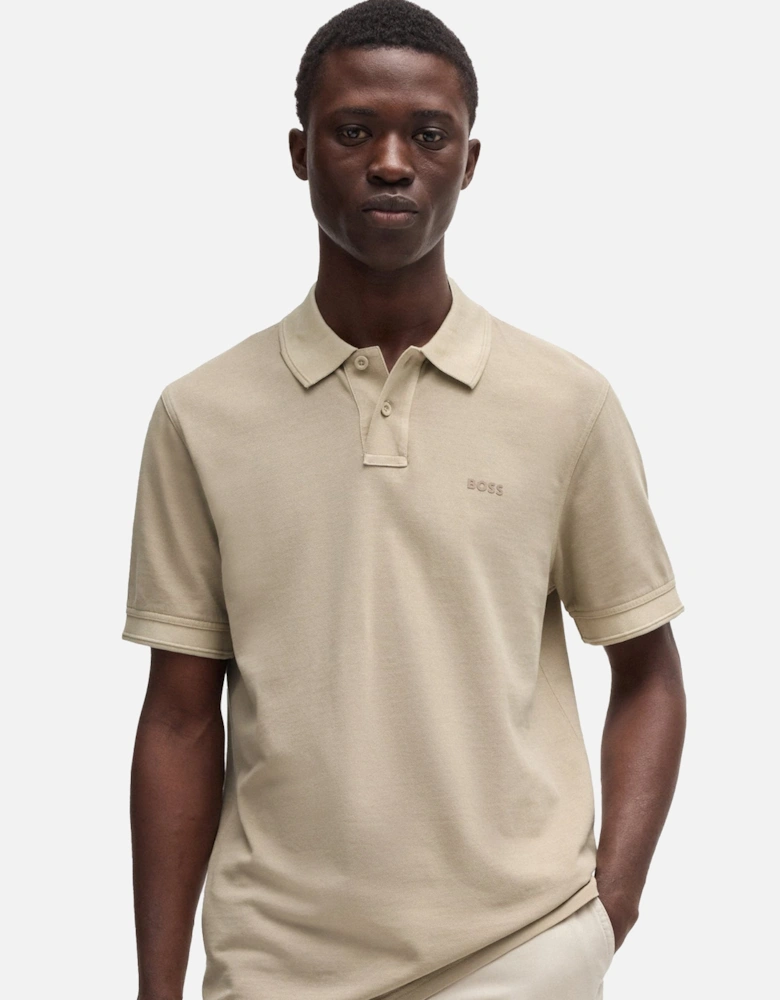 BOSS Prime Cotton Pique Polo Shirt Light Beige