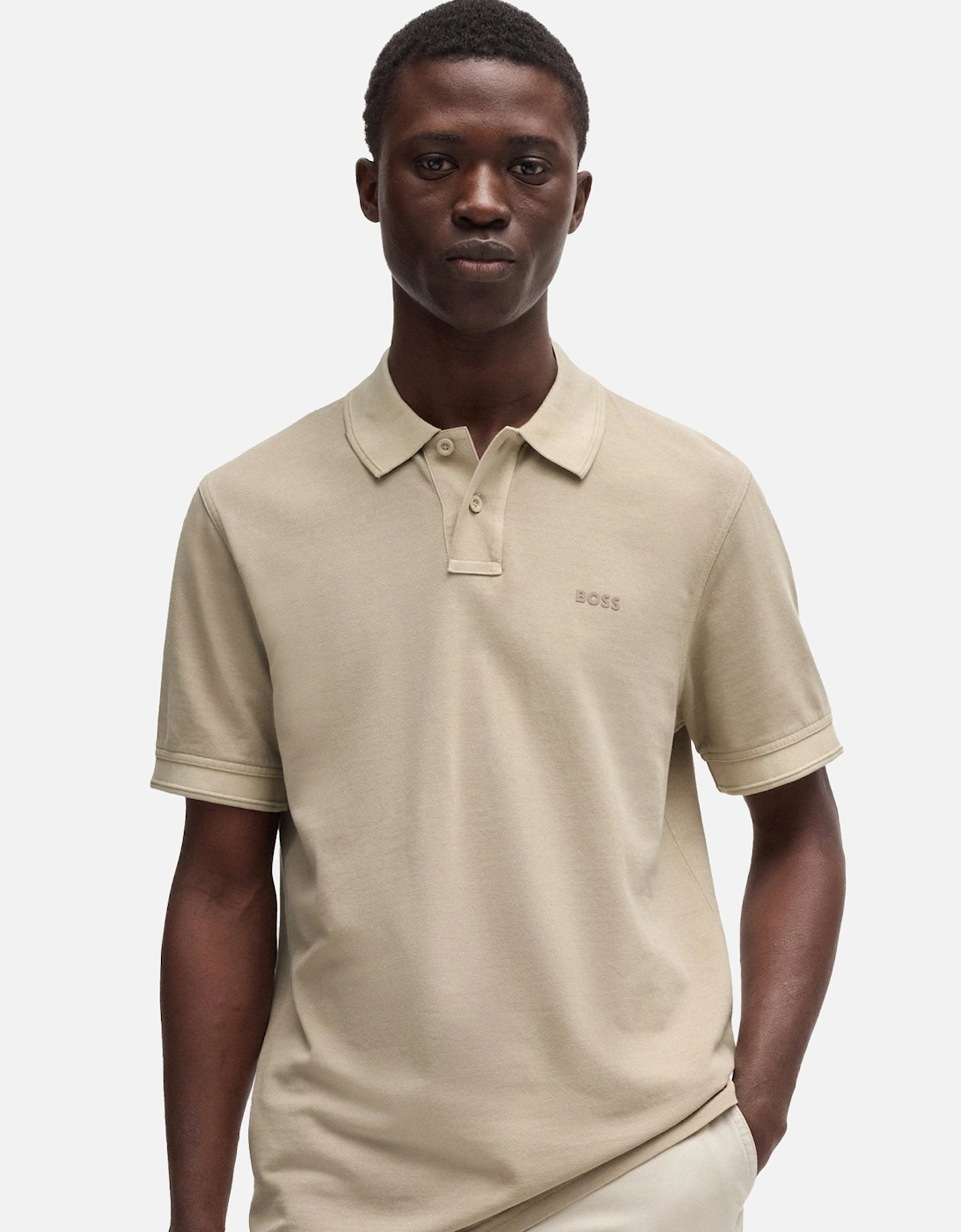 BOSS Prime Cotton Pique Polo Shirt Light Beige