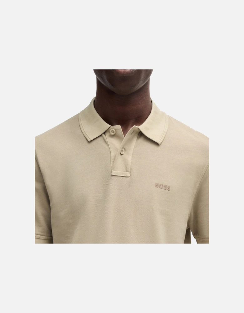BOSS Prime Cotton Pique Polo Shirt Light Beige