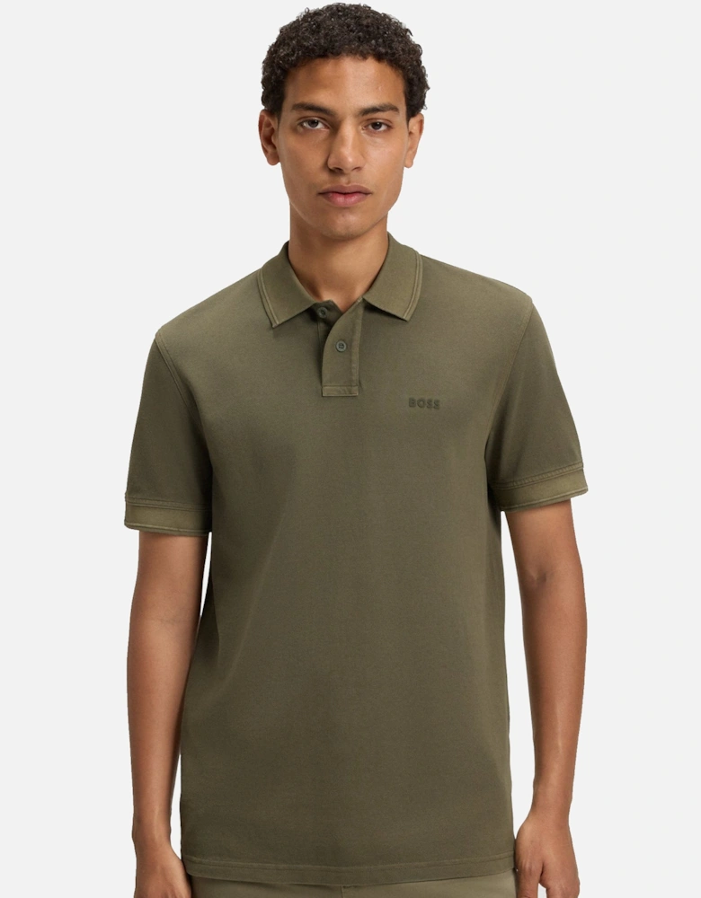 BOSS Prime Cotton Pique Polo Shirt Open Green