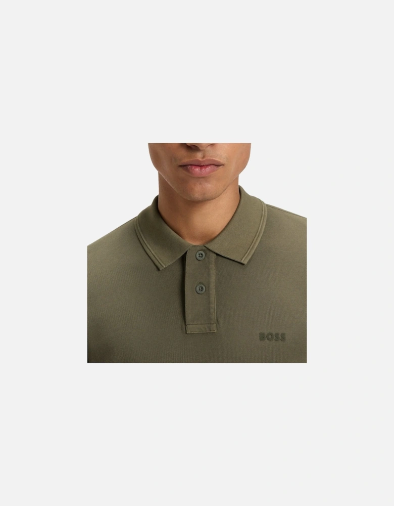 BOSS Prime Cotton Pique Polo Shirt Open Green