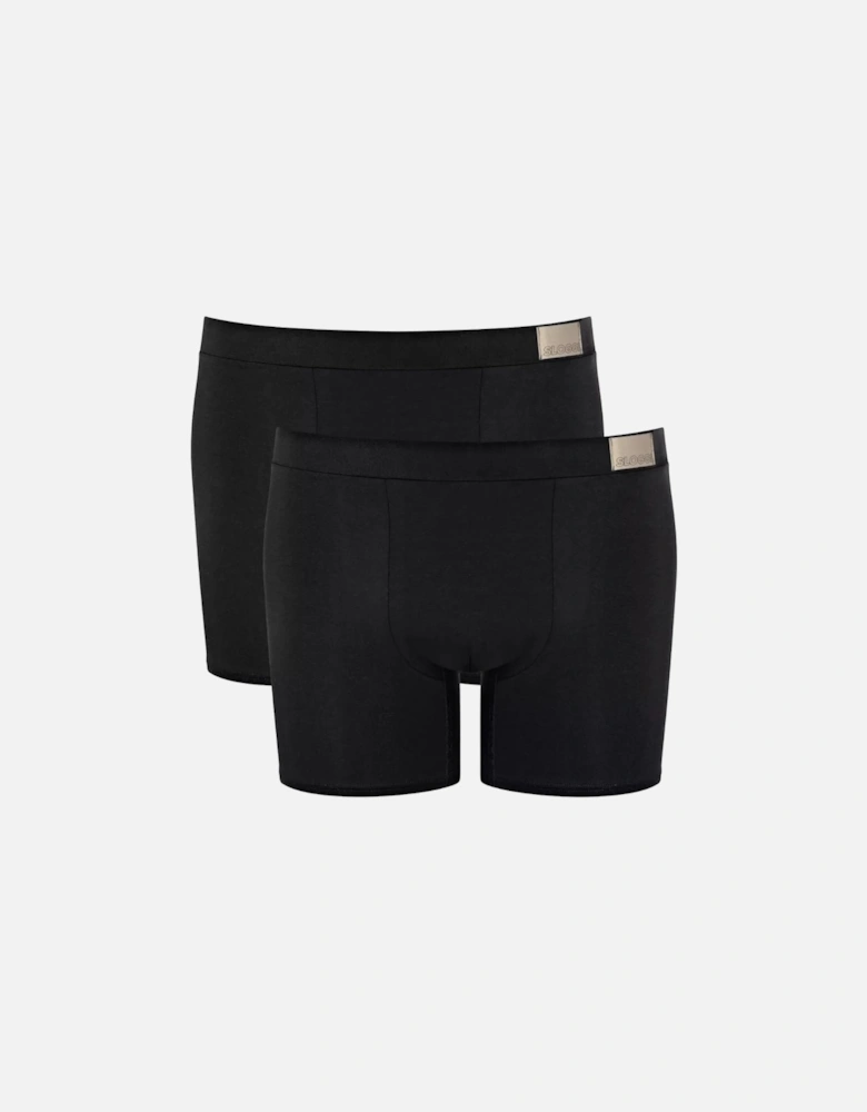 Go Natural 2-Pack Short Boxer Trunks, Black