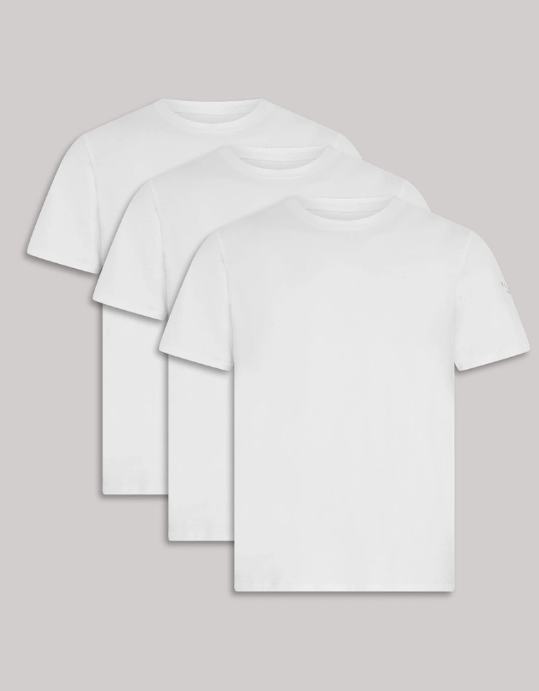 3-Pack Cotton Stretch Crew-Neck T-Shirts, White