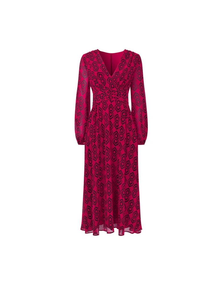 Geometric Print Midi Dress - Pink