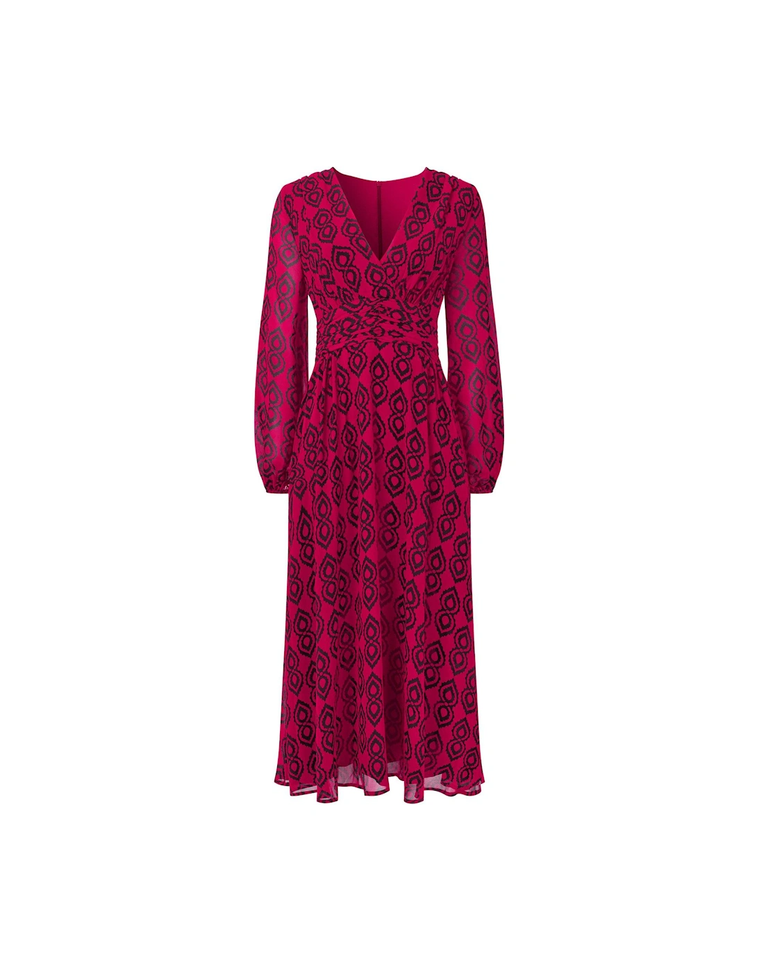 Geometric Print Midi Dress - Pink