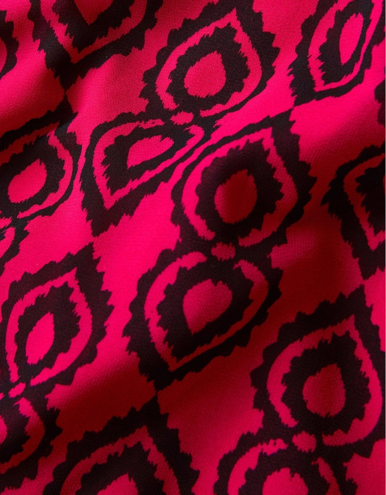 Geometric Print Midi Dress - Pink