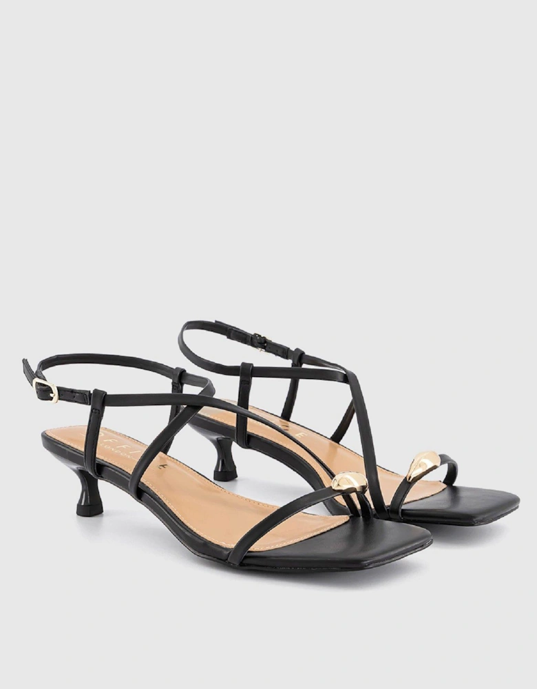 Hardware Statement Heeled Sandals - Black