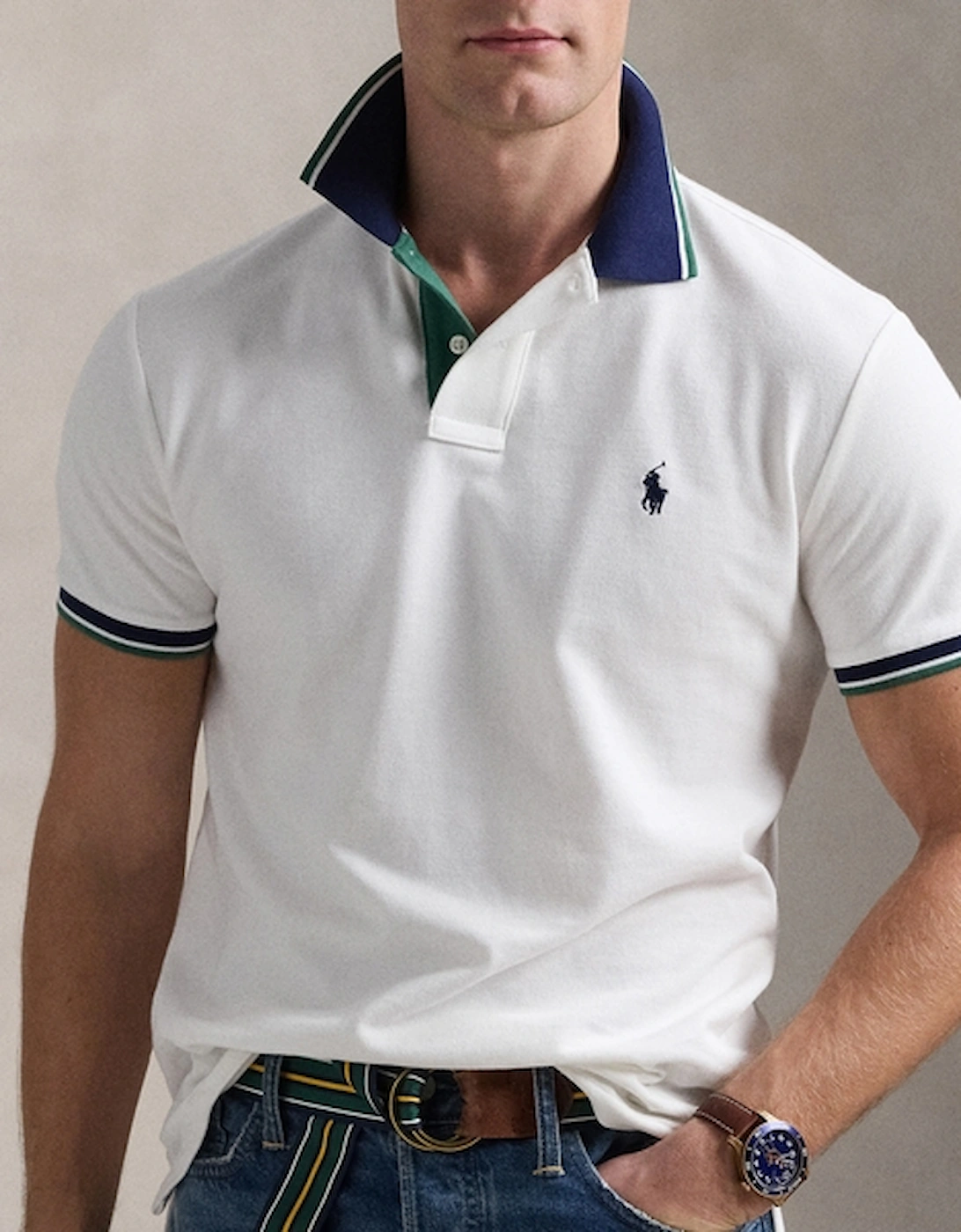Custom Slim Fit Cotton Mesh Tipped Polo Shirt, 2 of 1