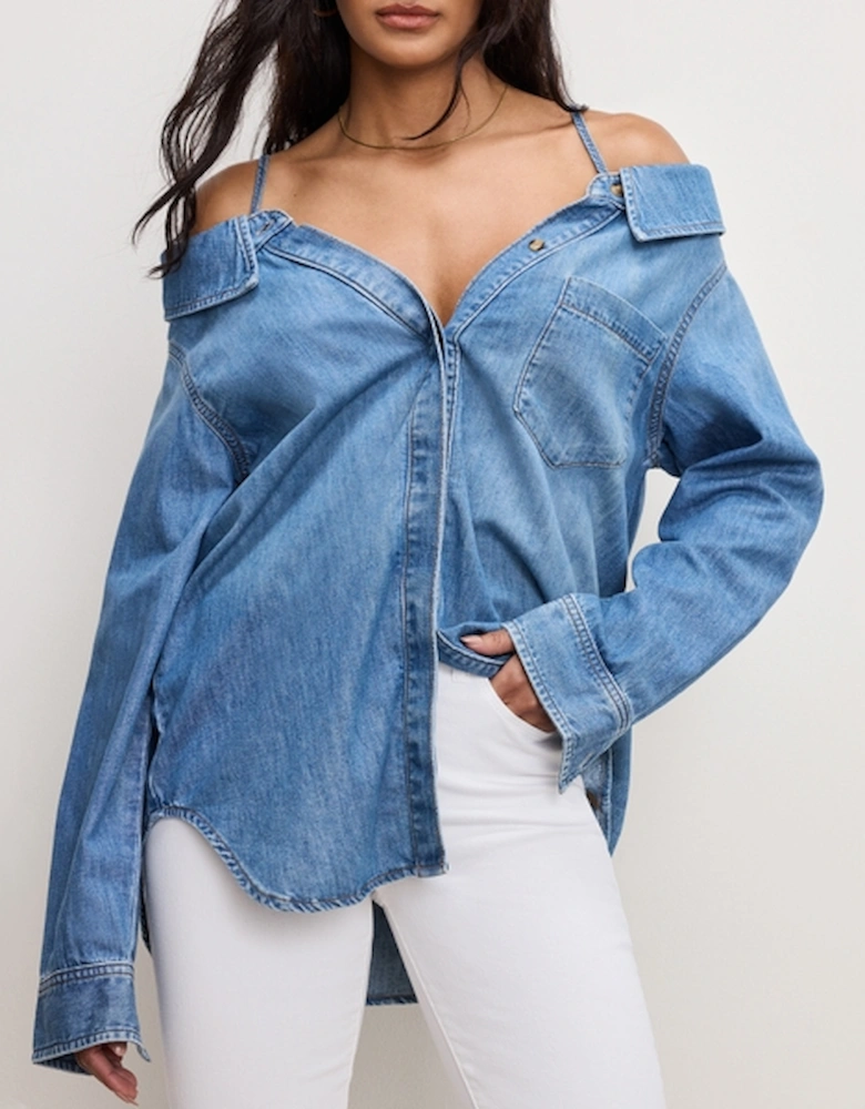 Denim Off-The-Shoulder Shirt