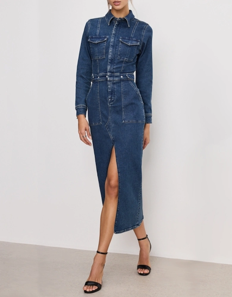 Fit For Success Denim Midi Dress