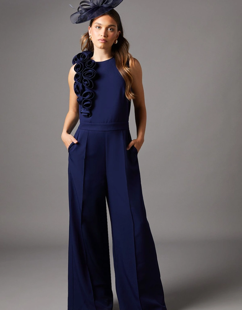 Corsage Detail Pleated Jumpsuit
