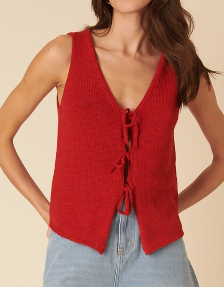 Tie-Front Knitted Waistcoat