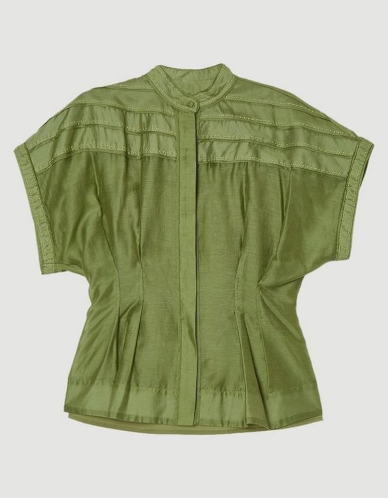 Archive Collection - Plus Size Layered Detail Button Woven Shirt