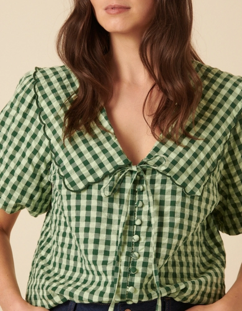 Birdie Organic Cotton-Gingham Blouse