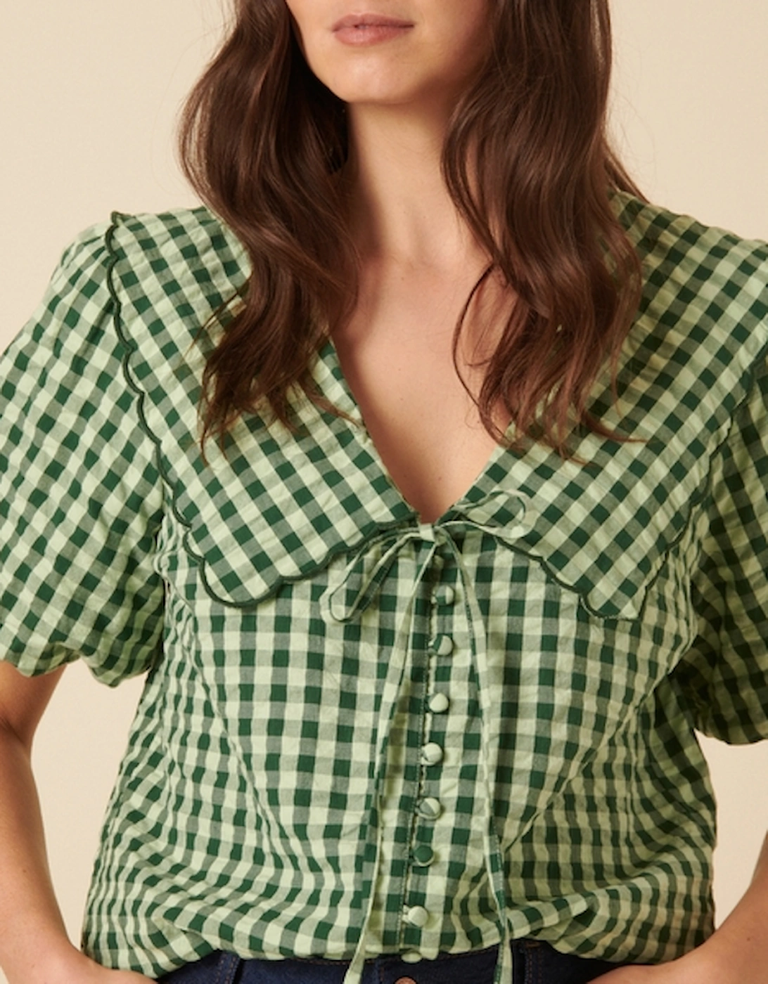 Birdie Organic Cotton-Gingham Blouse, 2 of 1