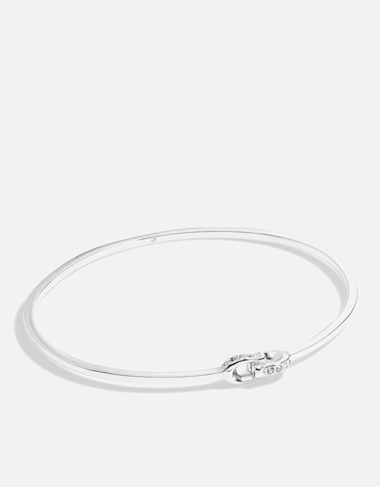 Interlock Pavé C Silver-Tone Bangle Bracelet