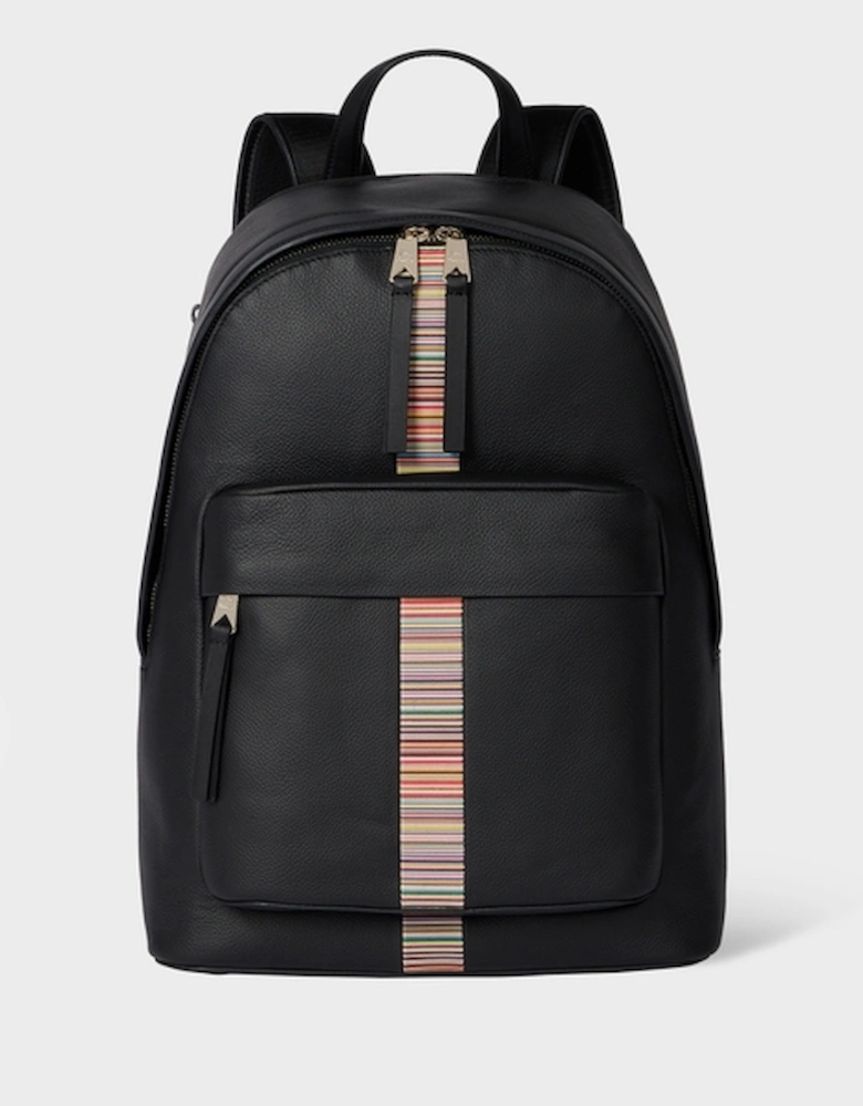 Signature Stripe Leather Backpack