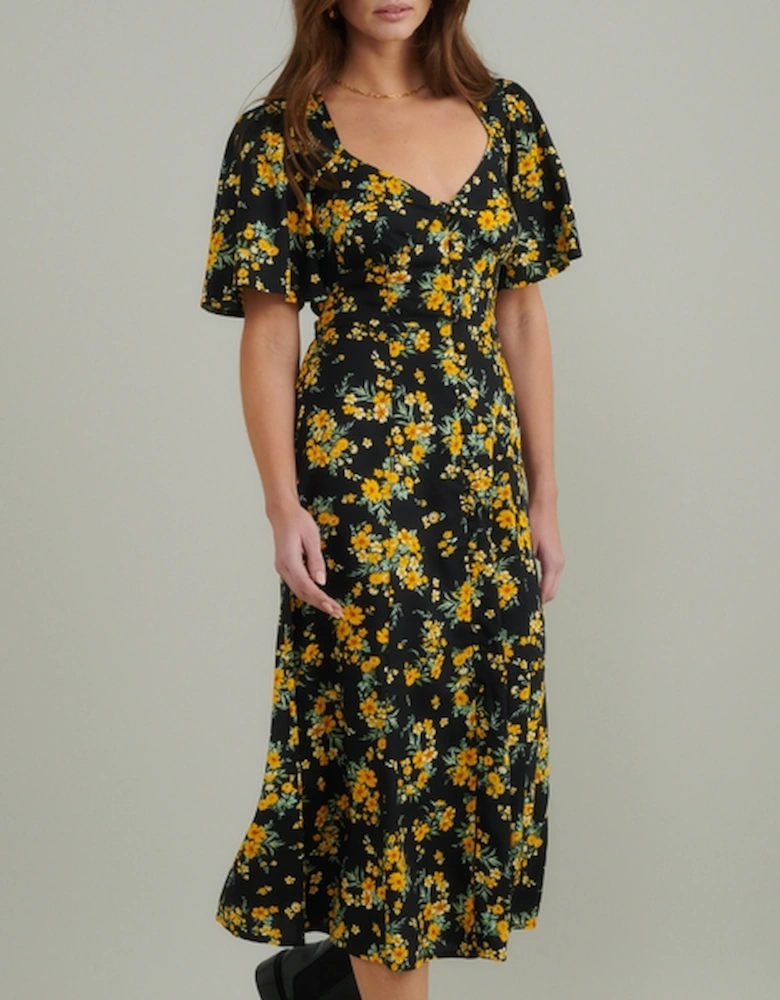 Kimberly Floral-Print Crepe Midi Dress