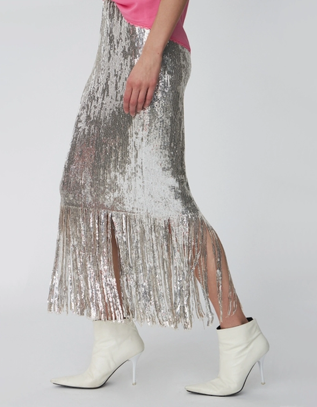 Sequinned Mesh Midi Skirt, 2 of 1