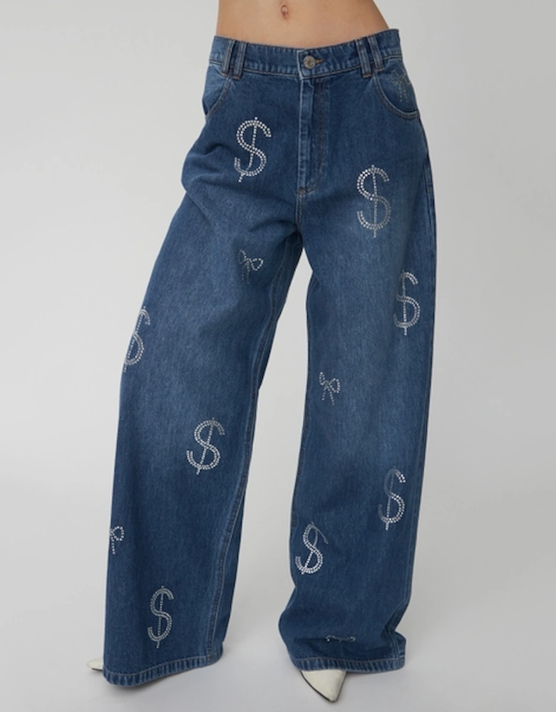 Washed Denim Wide-Leg Jeans