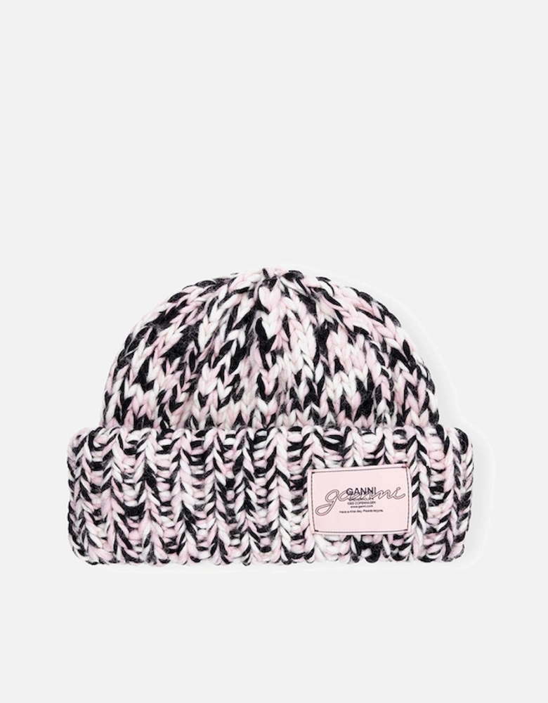 Graphic Cable-Knit Wool Beanie