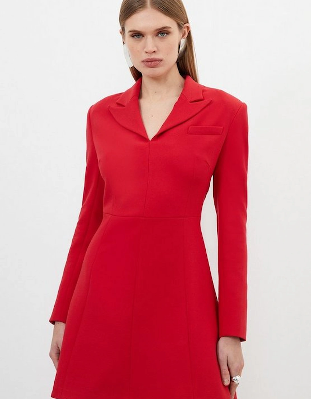 Compact Stretch Tailored Full Skirt Mini Blazer Dress, 5 of 4