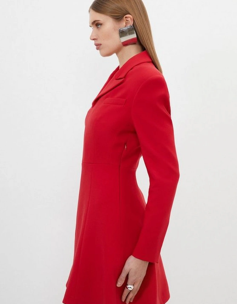 Compact Stretch Tailored Full Skirt Mini Blazer Dress