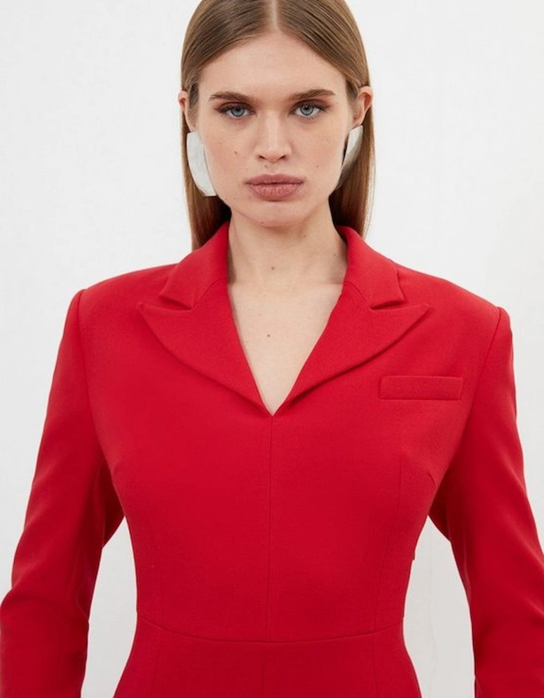 Compact Stretch Tailored Full Skirt Mini Blazer Dress