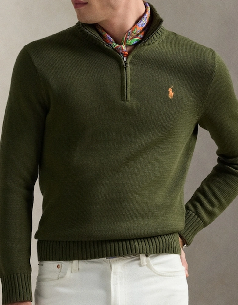 Half Zip Cotton Knit Jumper
