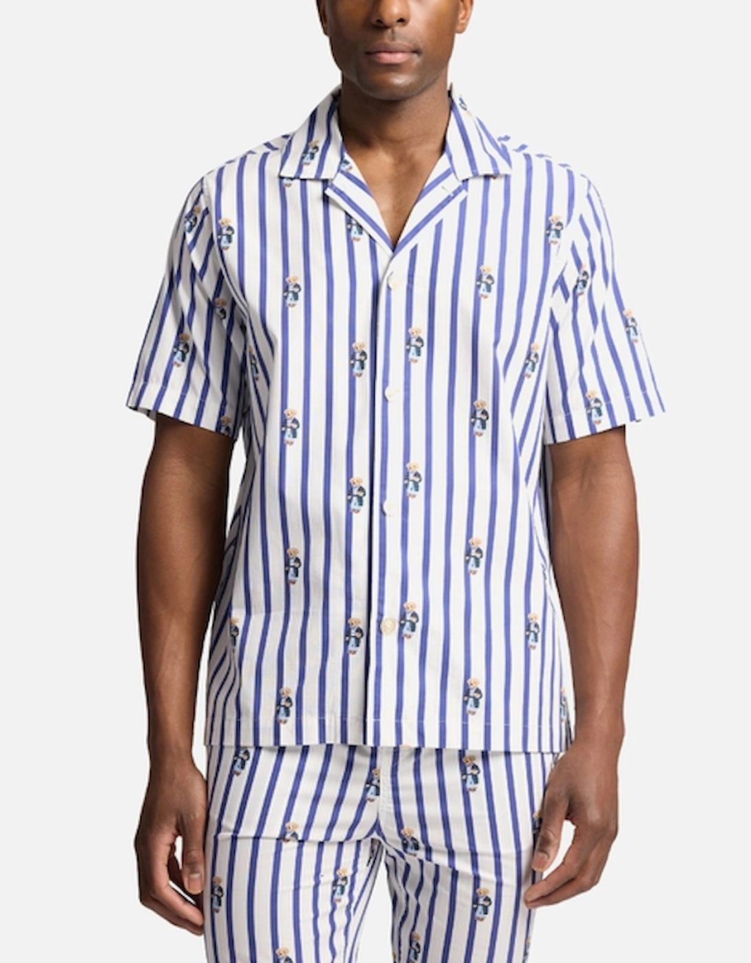 Woven Cotton Short Sleeve Bear Pyjama Set, 2 of 1