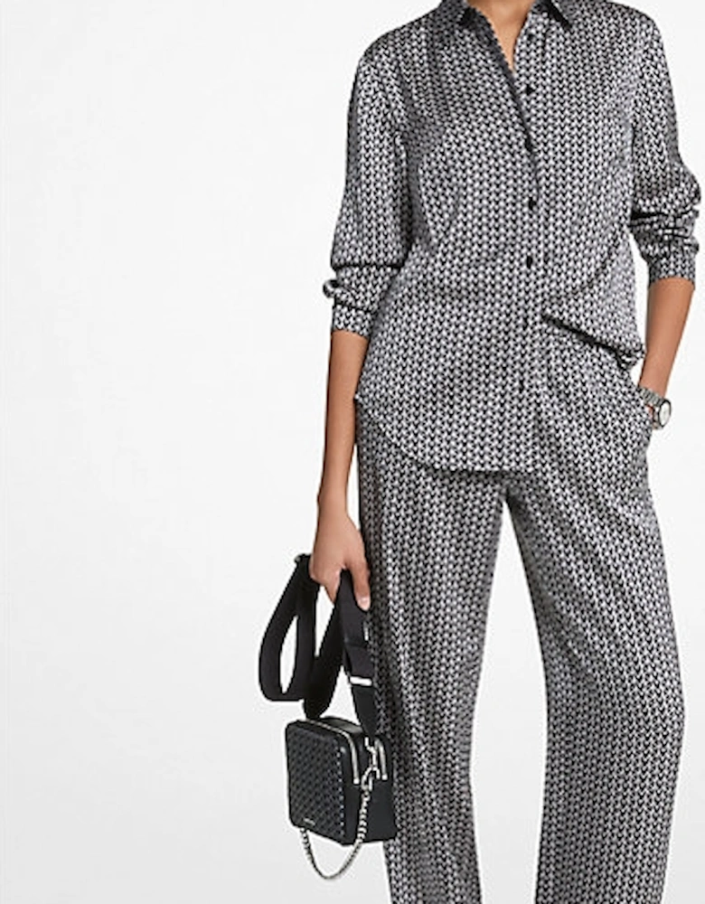 MK2000 Logo Print Satin Shirt