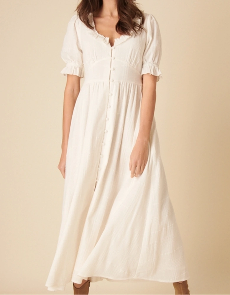 Flossie Plain Cotton-Seersucker Dress