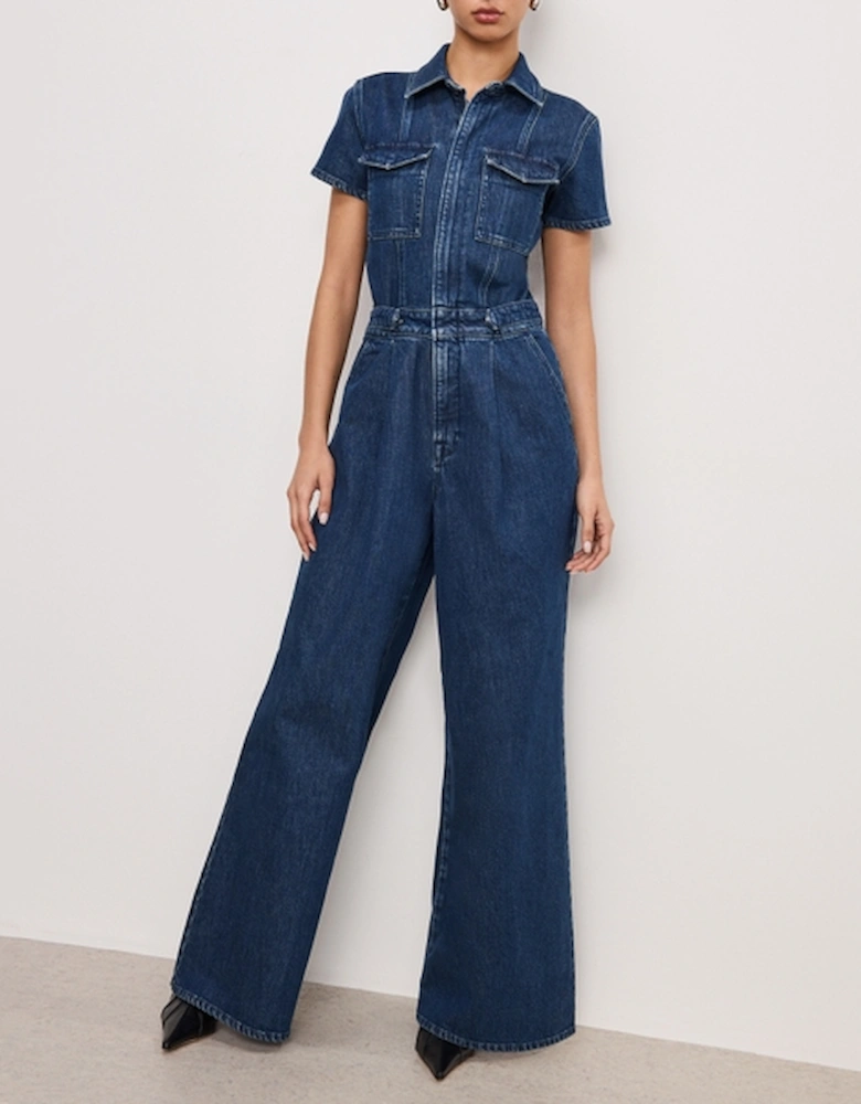 Fit For Success Pleated Denim Jumpsuit