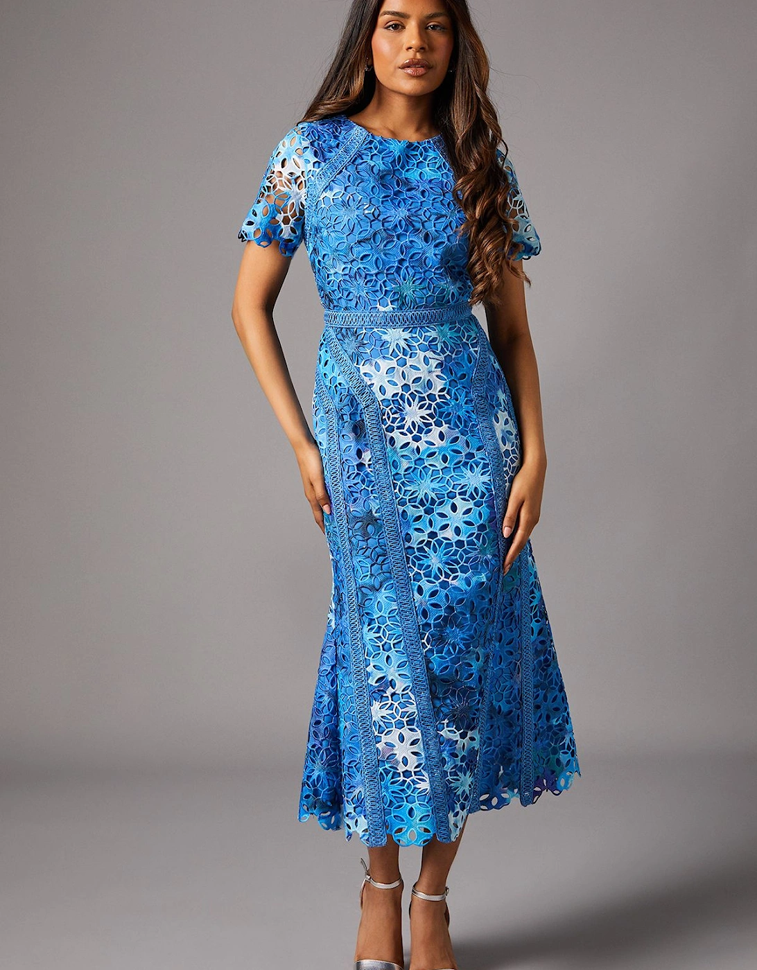Petite Printed Lace Midi Pencil Dress, 2 of 1