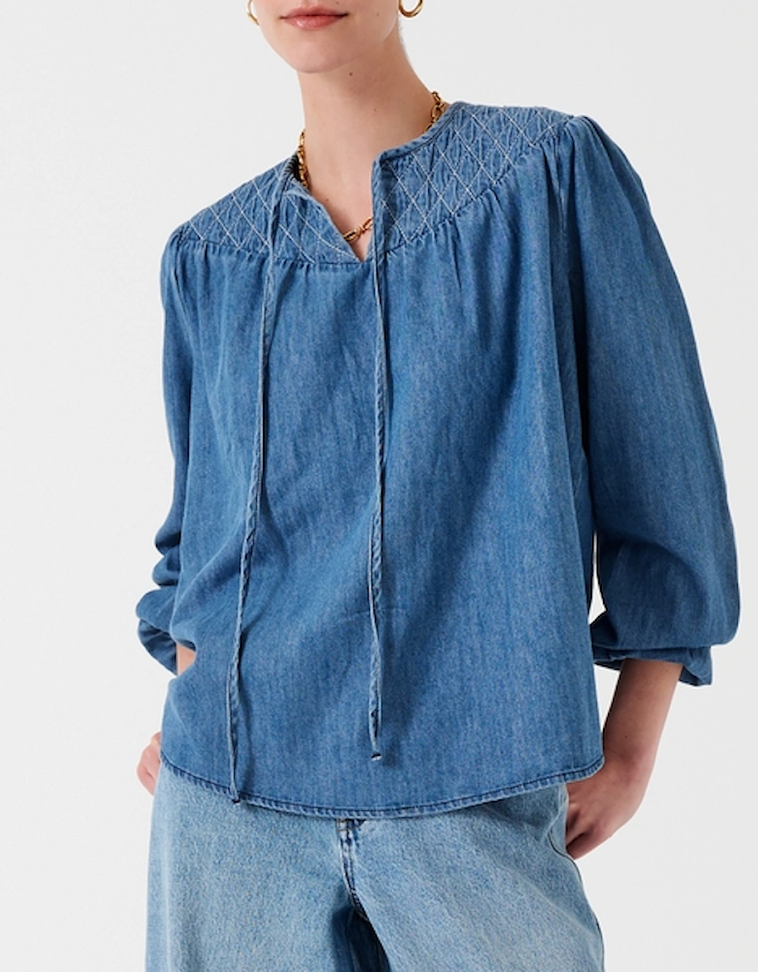 Clio Cotton-Chambray Blouse, 2 of 1